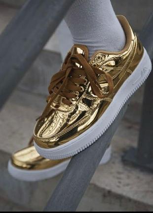 Женские кеды nike air force one gold