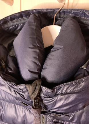 Тёплое пальто с капюшоном и дутым воротником 💙5 фото