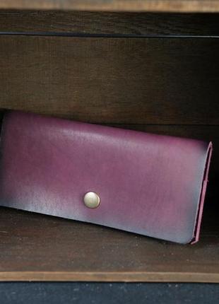 Женский кожаный кошелек батерфляй, натуральная кожа итальянский краст, цвет бордо