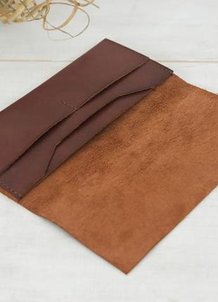 Кожаный кошелек молодежный, натуральная кожа итальянский краст, цвет коричневий оттенок вишня2 фото