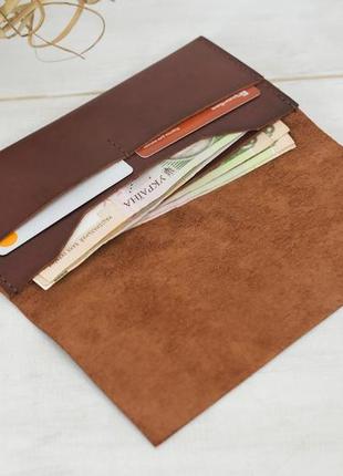 Кожаный кошелек молодежный, натуральная кожа итальянский краст, цвет коричневий оттенок вишня4 фото