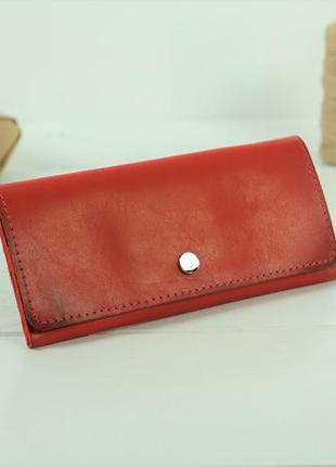 Женский кожаный кошелек флай, натуральная кожа итальянский краст, цвет красный1 фото