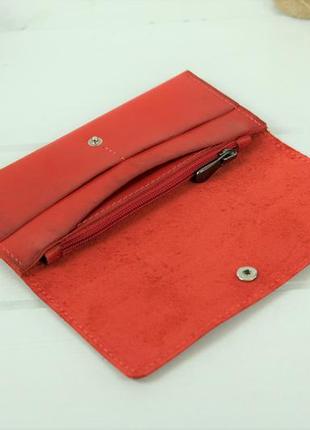 Женский кожаный кошелек флай, натуральная кожа итальянский краст, цвет красный2 фото