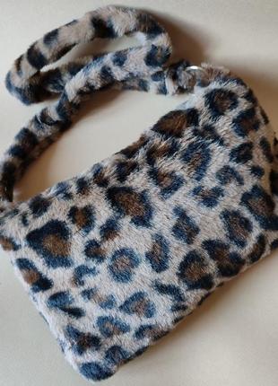 Хутряна сумочка з леопардовим принтом7 фото
