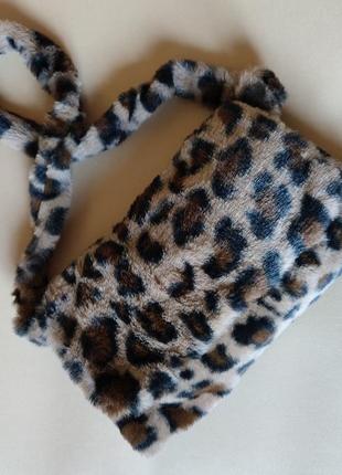 Хутряна сумочка з леопардовим принтом2 фото