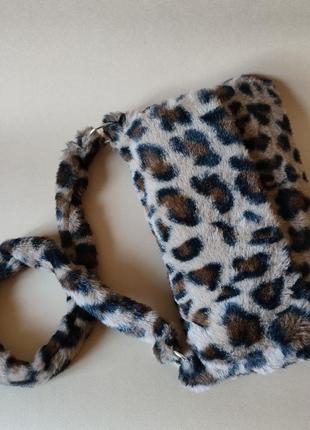 Хутряна сумочка з леопардовим принтом9 фото