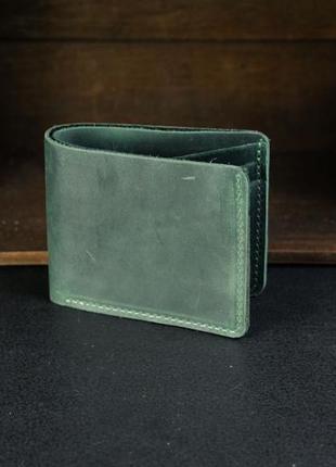 Мужское кожаное портмоне на 6 карт, натуральная винтажная кожа , цвет зеленый