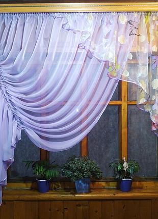 Кухонная занавеска эрика сирень левая