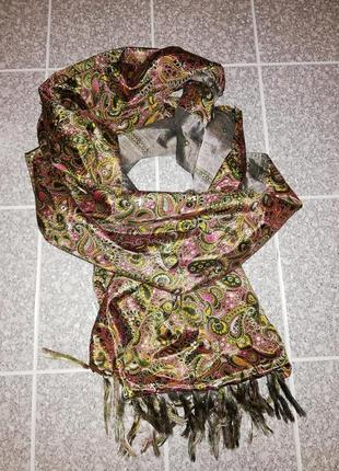 Женский шёлковый палантин шарф двухсторонний1 фото