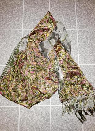 Женский шёлковый палантин шарф двухсторонний2 фото