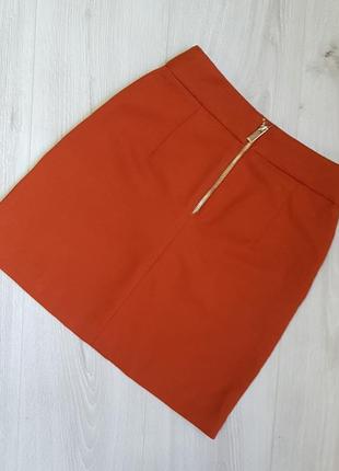 Терракотовая юбка трапецыя h&m 32.xxs,юбка оранжевая юбка2 фото