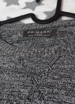 Мужская тёплая хлопковая кофта вязаный трикотаж меланж primark размер l-xl2 фото