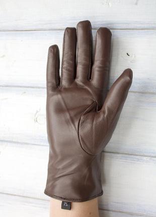 Очень качественные перчатки из натуральной кожи коричневые3 фото
