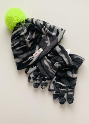 Утеплена шапка і рукавички з флісу з тінсулейтом, флис набор перчатки и шапка