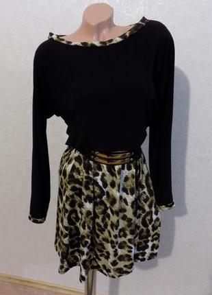 Платье с леопардовым низом размер 44-462 фото