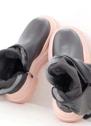 Жіночі зимові чоботи bottega з хутром3 фото