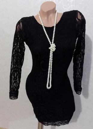 Платье гипюровое с открытой спинкой черное размер 40-422 фото