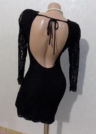 Платье гипюровое с открытой спинкой черное размер 40-423 фото