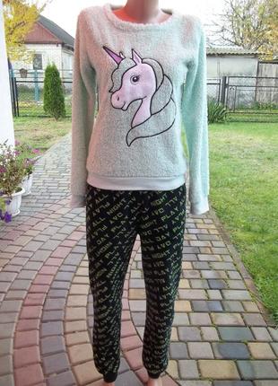( 12 - 14 лет ) детская флисовая пижама костюм теплый