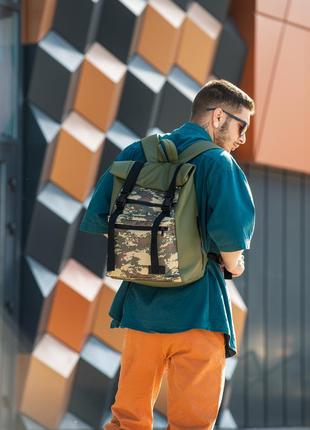 Чоловічий рюкзак ролл sambag rolltop zard хакі з піксельним камуфляжем