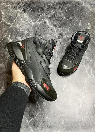 Зимние мужские кроссовки puma black red (мех) 40-41
