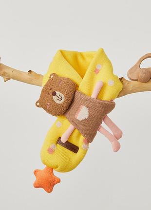 Детский вязаный хлопковый шарфик one size с мягкой игрушкой6 фото