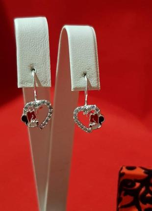 Pandora дитячі сережки срібло925 з емалью та інкрустовані дрібними фіанітом
