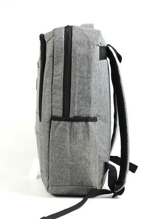 Серый текстильный большой рюкзак для ноутбука молодежный городской рюкзак на молнии4 фото