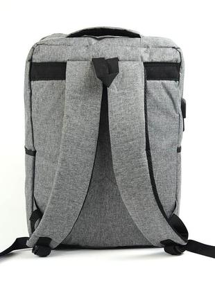 Серый текстильный большой рюкзак для ноутбука молодежный городской рюкзак на молнии3 фото
