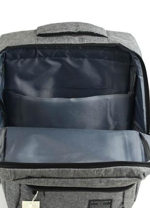 Серый текстильный большой рюкзак для ноутбука молодежный городской рюкзак на молнии5 фото