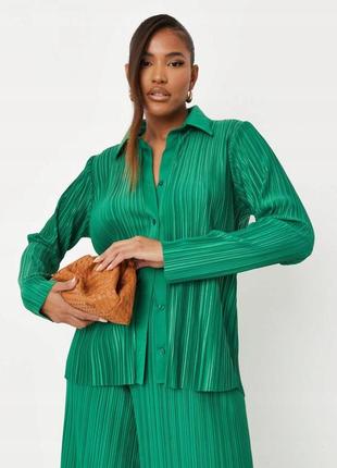 Missguided зелена сорочка-плісе плюс сайз