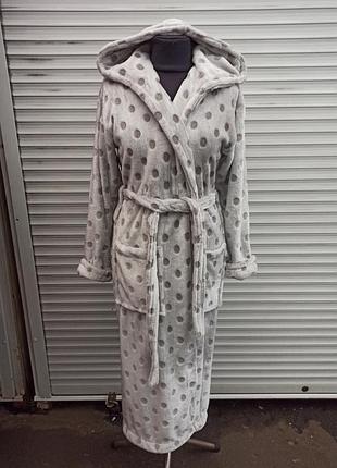 Теплий жіночій халат шиншила прінт горох туреччини теплый халат турция