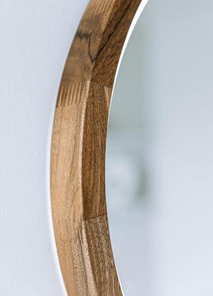 Дзеркало дерев'яне кругле з led-підсвіткою та сенсором luxury wood perfection slim 50х50 см горіх натуральний3 фото