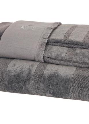 Рушник банний махровий php joy carbonio 100x150 см сіро-коричневий