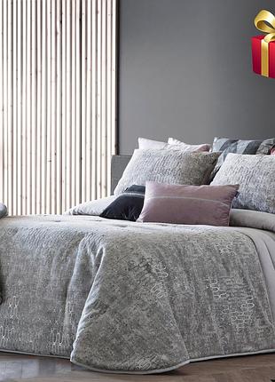 Покрывало объемное велюровое antilo abby gris с 2 наволочками 250х270 см серое