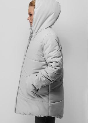 Зимняя куртка со вставкой для беременных 1780 0000 серая3 фото