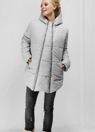 Зимняя куртка со вставкой для беременных 1780 0000 серая1 фото