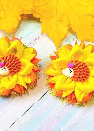 Осінні бантики з їжачками осінні банти для волосся