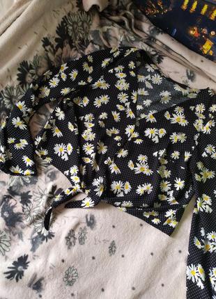 Укорочена сорочка, блуза в ромашки 2