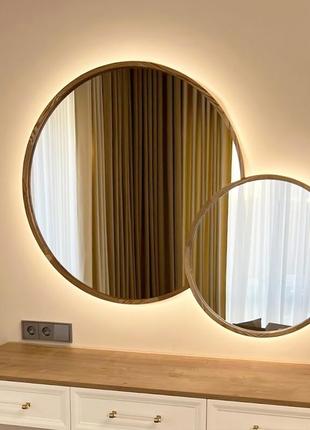 Дзеркальна конструкція дерев'яна з аурною led-підсвіткою luxury wood d60+d901 фото
