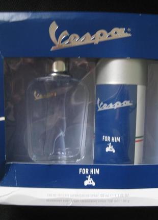 Фирменный набор vespa for him,  т.в. 50 мл + дезодорант 150 мл, италия, оригинал!!!