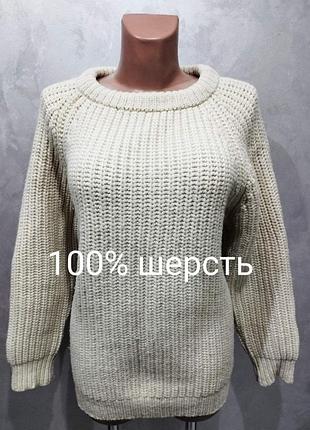 Теплый шерстяной свитер обьемной вязки highland heather