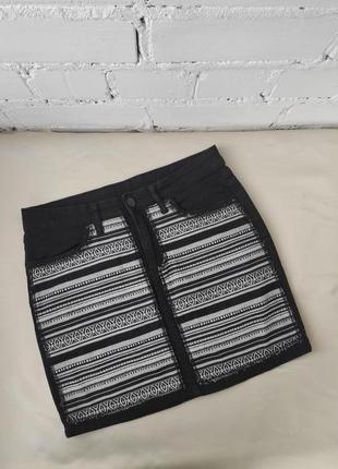 Джинсовая юбка с орнаментом esmara, джинсова спідниця 46-48