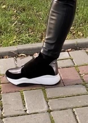 Жіночі шкіряні кросівки з щамшею, снікери жіночі3 фото