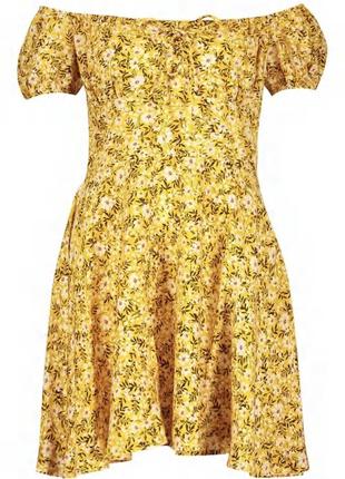 Летнее мини платье цветочный принт желтое boohoo