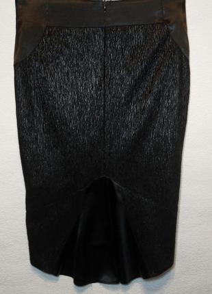 Черная шелковая юбка миди passion line со вставками сжатой ткани2 фото