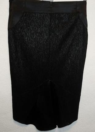 Черная шелковая юбка миди passion line со вставками сжатой ткани5 фото