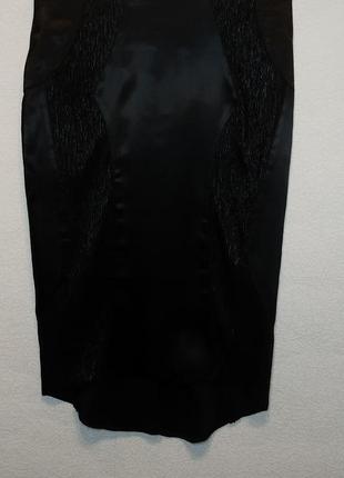 Черная шелковая юбка миди passion line со вставками сжатой ткани7 фото