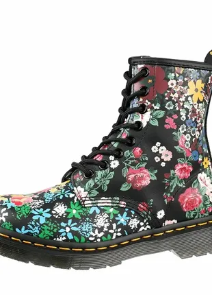 Жіночі черевики dr. martens - 8-eye- 1460 pascal мартенси шкіра квітковий принт2 фото