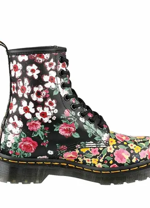 Жіночі черевики dr. martens - 8-eye- 1460 pascal мартенси шкіра квітковий принт1 фото